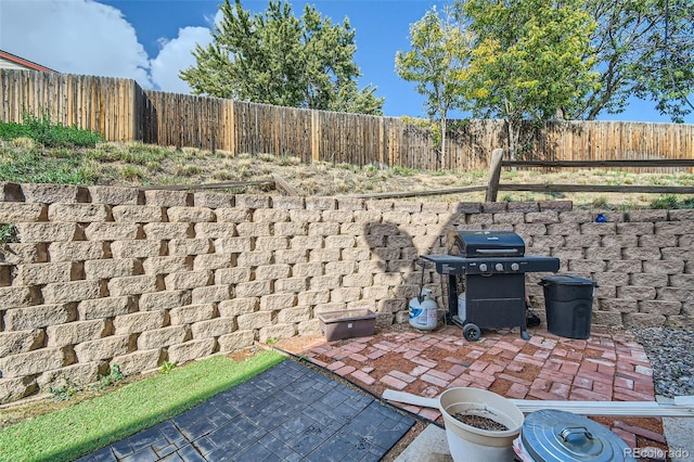 view of patio / terrace featuring a grill