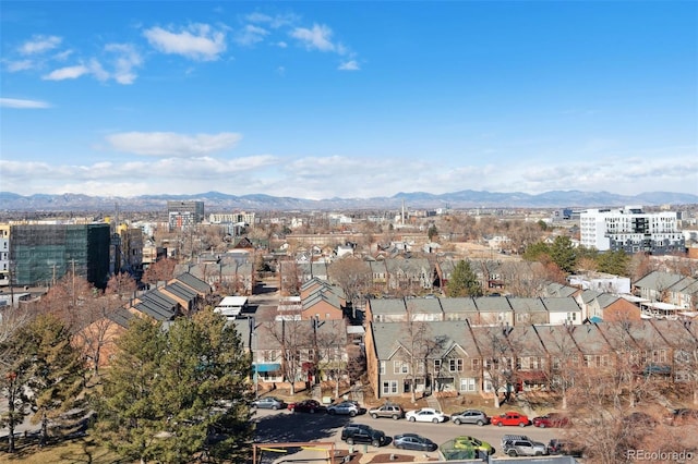 drone / aerial view with a mountain view