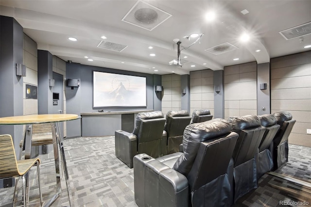 view of carpeted home theater room