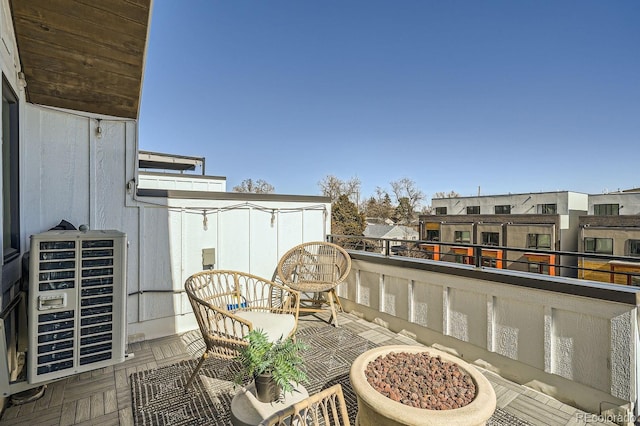 balcony featuring heating unit