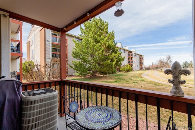 balcony featuring a grill and central AC