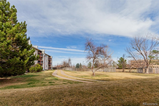 view of yard with fence