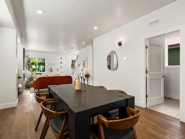 3640 Lipan St, Denver, CO 80211 - dining space featuring wood-type flooring, recessed lighting, and baseboards
