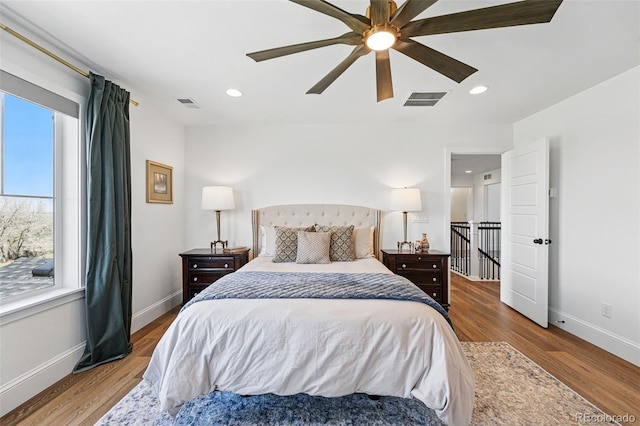 1601 Mariah Ln, Erie, CO 80516 - bedroom with baseboards, wood finished floors, recessed lighting, and ceiling fan