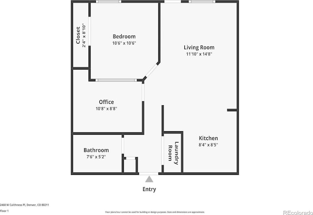 2460 W Caithness Pl Unit 105, Denver, CO 80211 - property floor plan