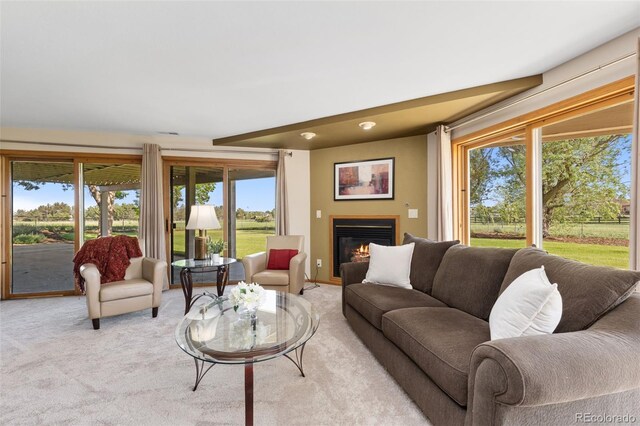15132 Pecos St, Broomfield, CO 80023 - living area featuring light colored carpet and a glass covered fireplace