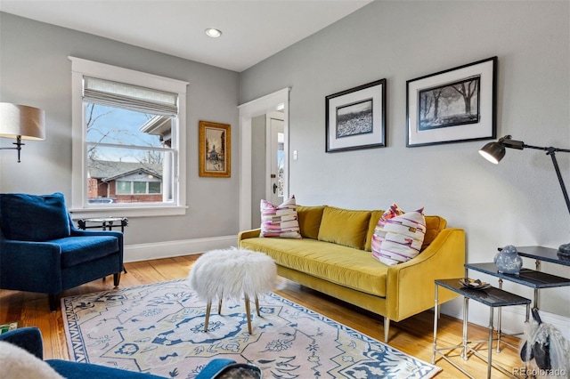 living room with hardwood / wood-style floors