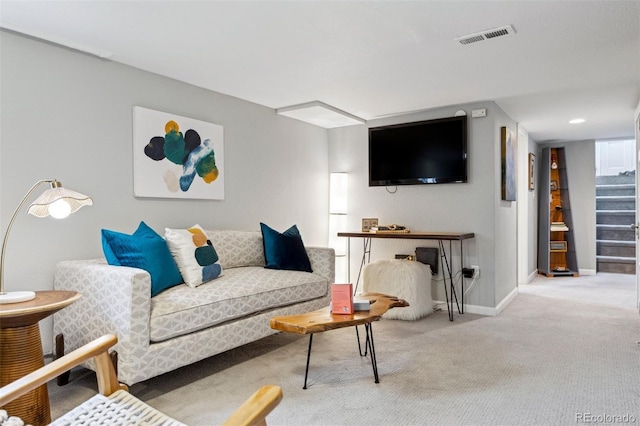 living room with carpet floors