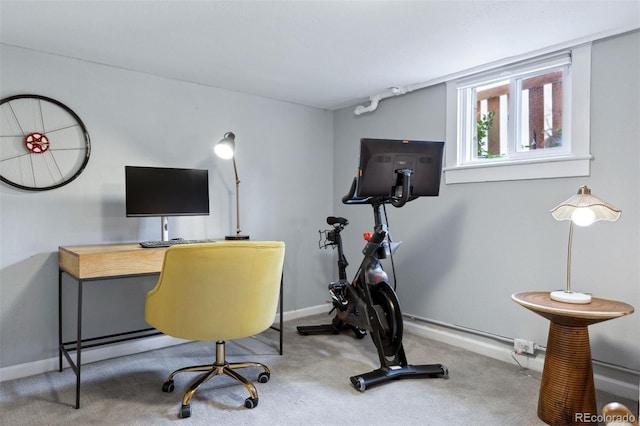 view of carpeted office space