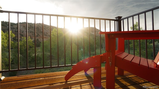 view of playground featuring a mountain view