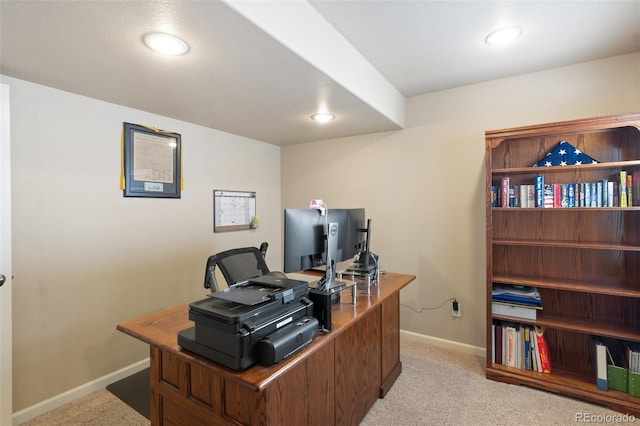 view of carpeted office space