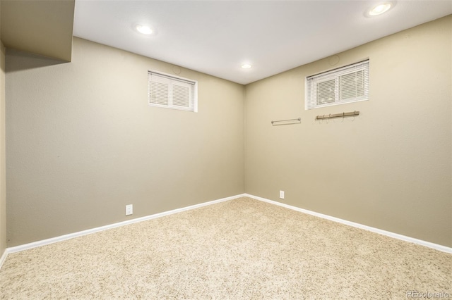 basement with carpet floors