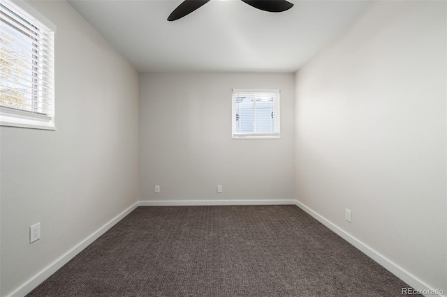 carpeted empty room with ceiling fan