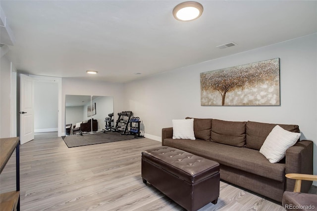 living room featuring light wood-type flooring