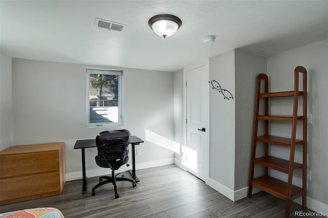 office space featuring wood-type flooring