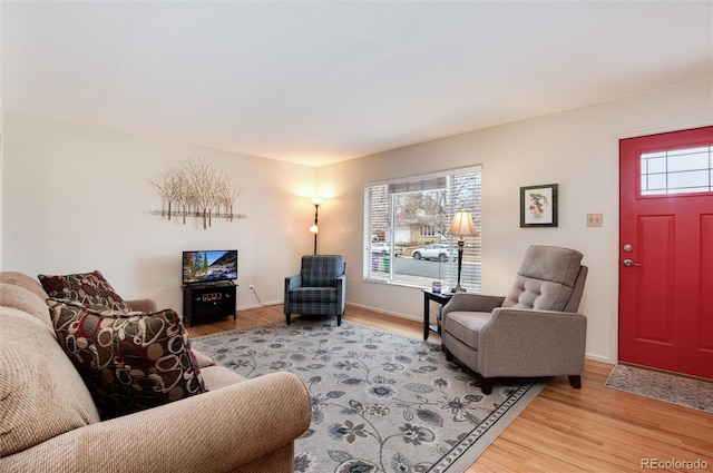 living room with wood finished floors