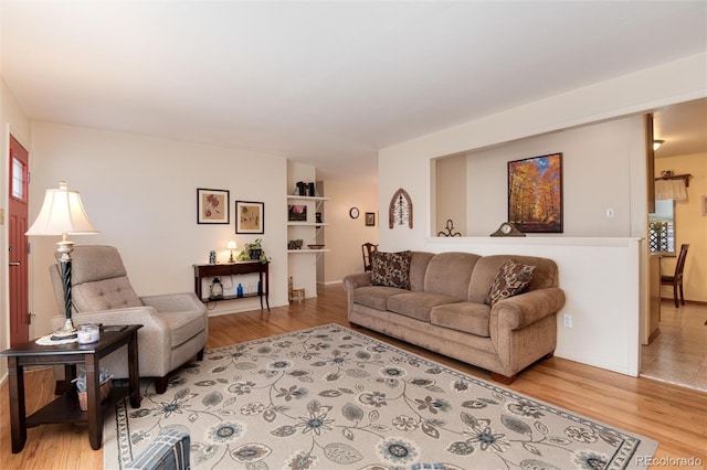 living area with light wood-type flooring