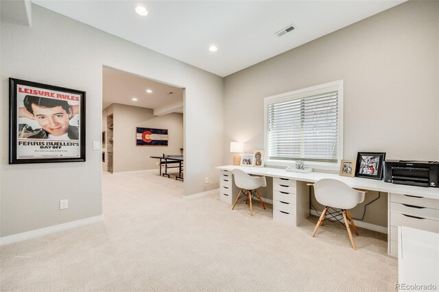 10590 Soulmark Way, Highlands Ranch, CO 80126 - office space with light carpet, built in desk, recessed lighting, and baseboards