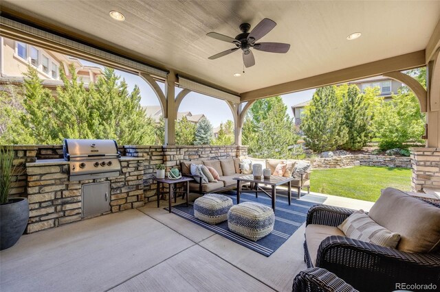 10590 Soulmark Way, Highlands Ranch, CO 80126 - view of patio / terrace with outdoor lounge area and a ceiling fan