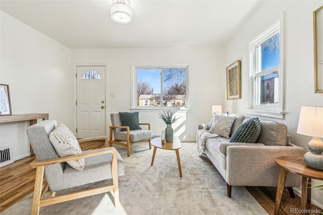 living room featuring light wood-style floors