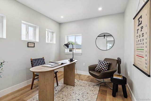 office featuring light hardwood / wood-style flooring