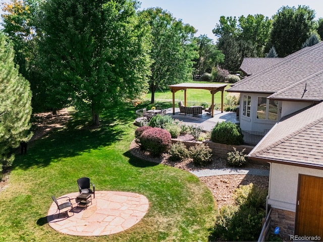 view of yard featuring a gazebo and a patio