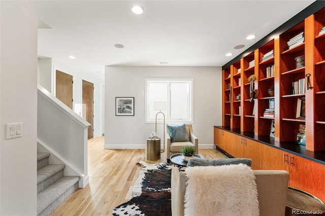 living area featuring light wood-type flooring