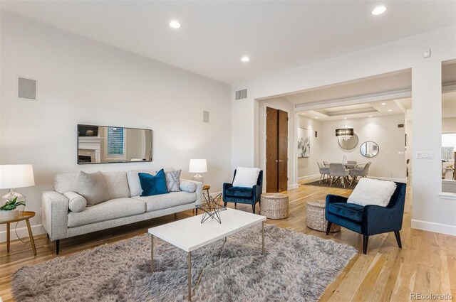 living room with wood-type flooring