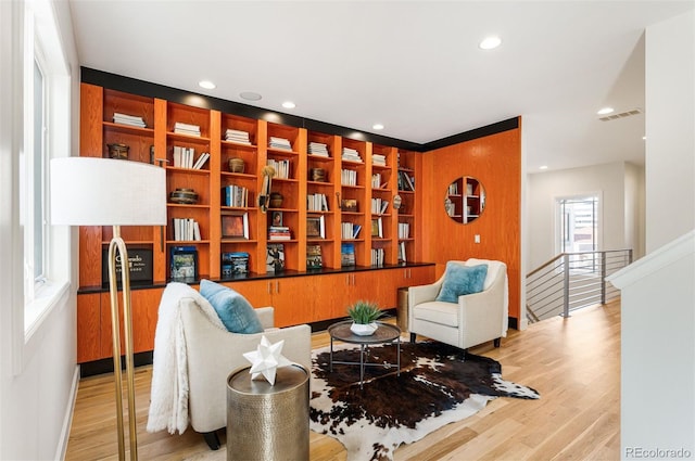 living area featuring light wood-type flooring