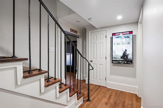 6300 E 17th Avenue Parkway, Denver, CO 80220 - staircase featuring wood finished floors and recessed lighting