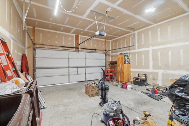 garage with a garage door opener