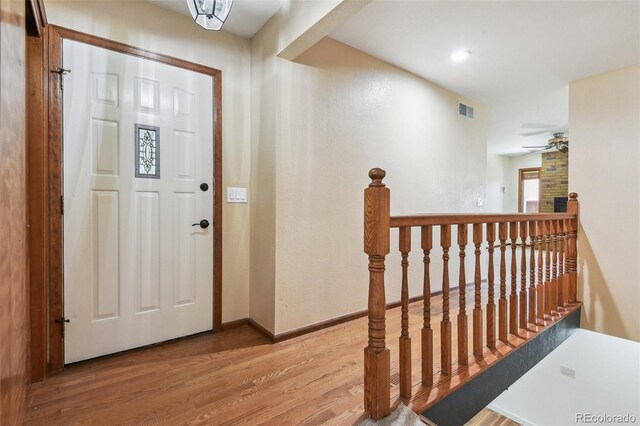 4720 S Grant St, Englewood, CO 80113 - entryway with wood finished floors and ceiling fan