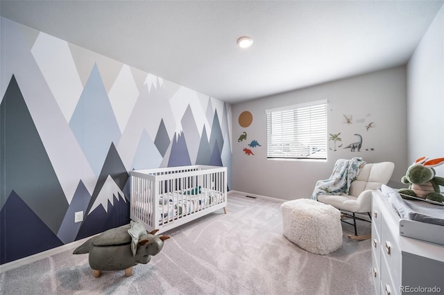 3879 N Shawnee St, Aurora, CO 80019 - bedroom with an accent wall, carpet, and wallpapered walls