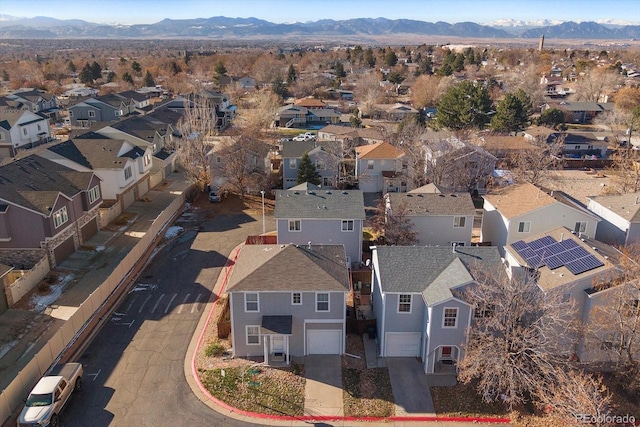 bird's eye view with a mountain view