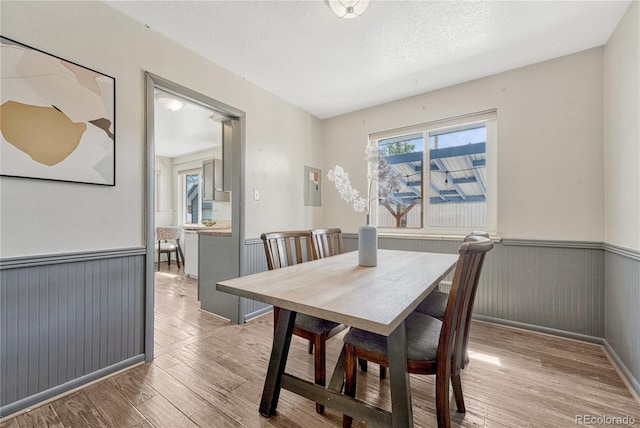 7541 Julian St, Westminster, CO 80030 - dining room featuring wainscoting, wood finished floors, and a textured ceiling