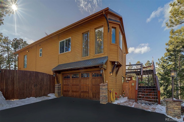 exterior space featuring a garage