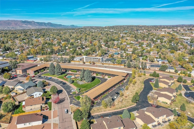 aerial view with a mountain view