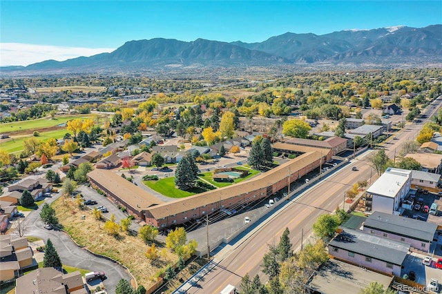 aerial view with a mountain view