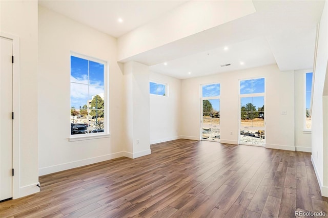 empty room featuring plenty of natural light and light hardwood / wood-style floors