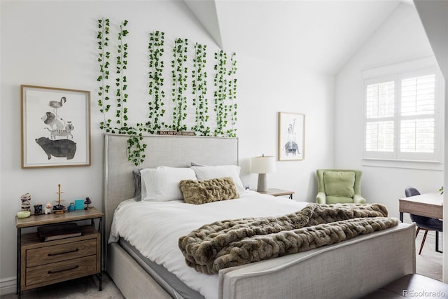 bedroom with vaulted ceiling