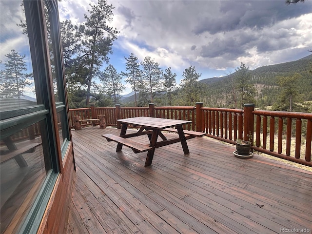 deck featuring a mountain view