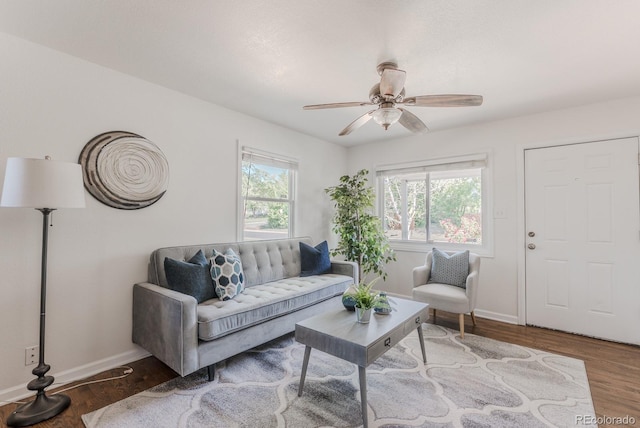 2260 Lilly Dr, Thornton, CO 80229 - living room with wood finished floors and ceiling fan