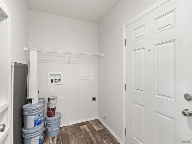 washroom featuring electric dryer hookup, dark hardwood / wood-style floors, and hookup for a washing machine