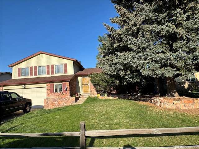 1824 S Granby St, Aurora, CO 80012 - split level home with brick siding, an attached garage, and roof with shingles