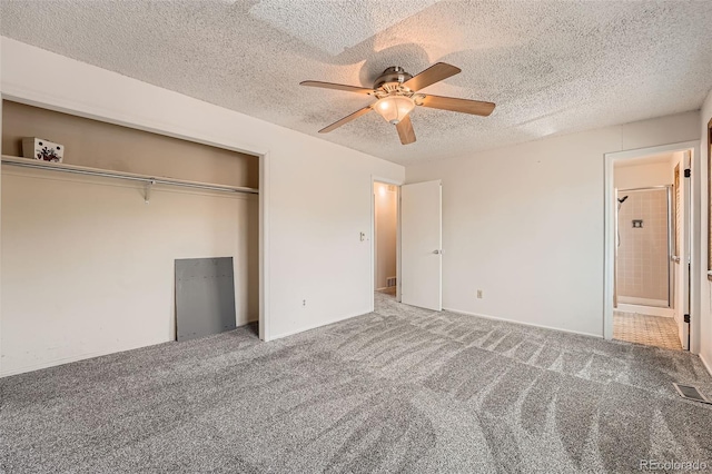 1824 S Granby St, Aurora, CO 80012 - unfurnished bedroom with a closet, carpet floors, a textured ceiling, and ceiling fan