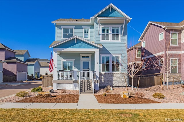 view of front of home featuring covered porch