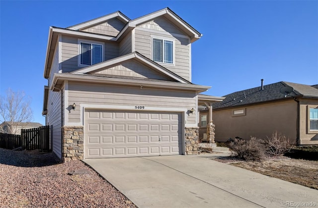 craftsman house with a garage