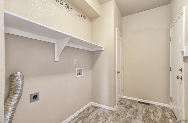 laundry room with electric dryer hookup and hookup for a washing machine