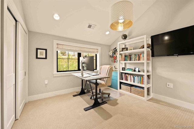 700 Cheyenne St, Golden, CO 80401 - office space featuring visible vents, baseboards, carpet, and lofted ceiling