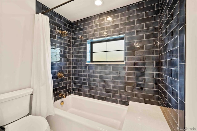 700 Cheyenne St, Golden, CO 80401 - bathroom with shower / bathtub combination with curtain and toilet